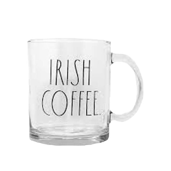 Rae Dunn Irish Coffee St Patricks Day Clear Glass 18 Ounce Coffee Mug Cup - Picture 2 of 6